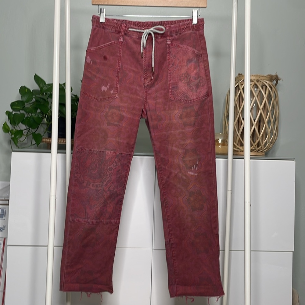 Anthropologie Pilcro Boho Artsy Patchwork High Rise Straight Leg Pants - Picture 13 of 13